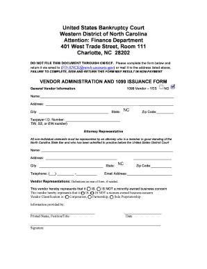 Vendor Administration and 1099 Issuance Form