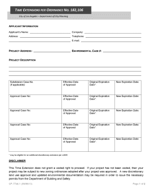 Los Angeles Time Extension Form