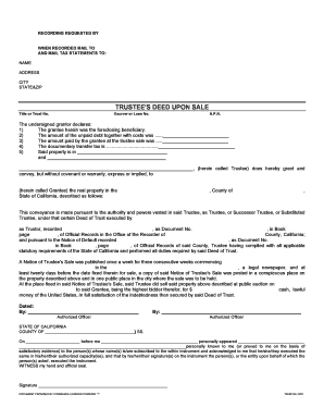 Trustee's Deed Upon Sale