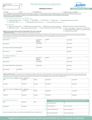 Acclaim Federal Credit Union Membership Application