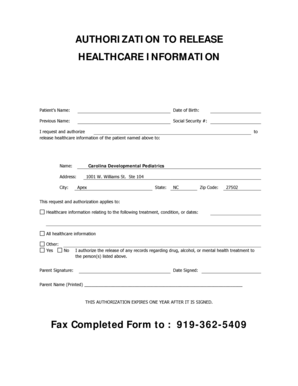 Authorization to Release Healthcare Information