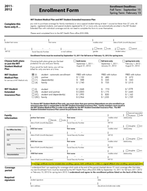MIT Student Medical Plan Enrollment Form