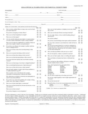 OSSAA Physical Exam and Parental Consent Form