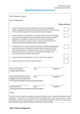 Model Participant Consent Form