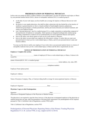 Predesignation of Personal Physician Form