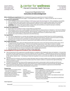 Harvard Acupuncture Registration Form