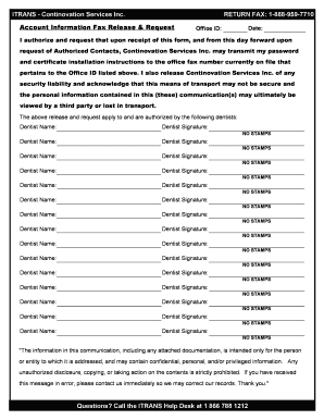 Fax Release and Request Form