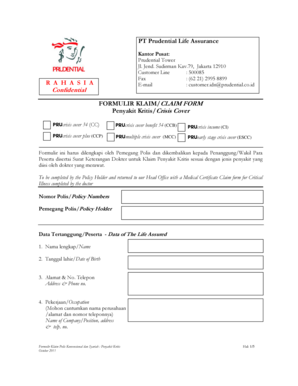 Prudential Critical Illness Claim Form