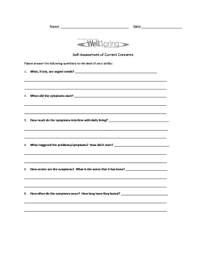 Self-Assessment of Current Concerns Form