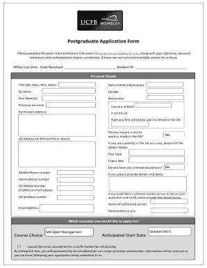 Postgraduate Application Form