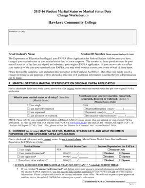 Student Marital Status Change Worksheet