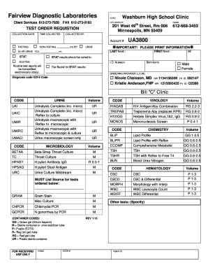 Test Order Requisition Form