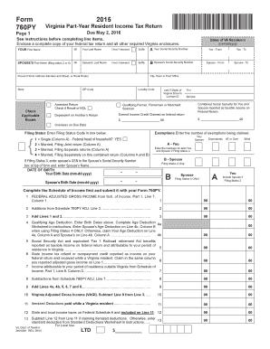 Virginia Part-Year Resident Income Tax Return