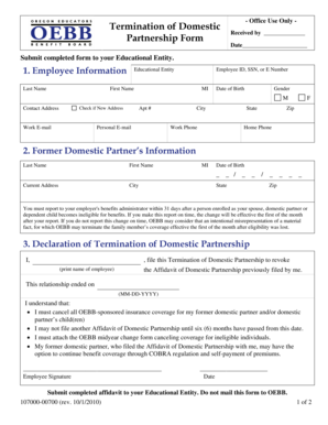 Termination of Domestic Partnership Form