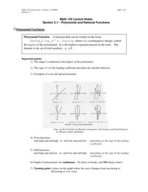 Math 142 Lecture Notes Section 2.1 Polynomial and Rational ... - math tamu