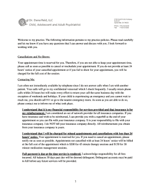 Psychiatry Practice Policy Agreement