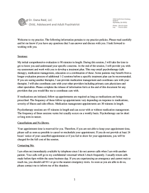 Psychiatrist Practice Policy Agreement