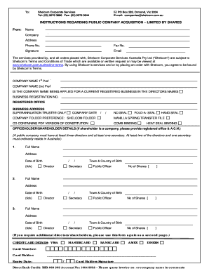 Public Company Acquisition Form