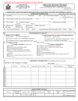 New York State Health Insurance Transaction Form