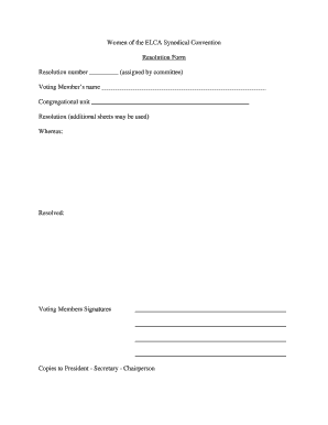 Women of the ELCA Resolution Form