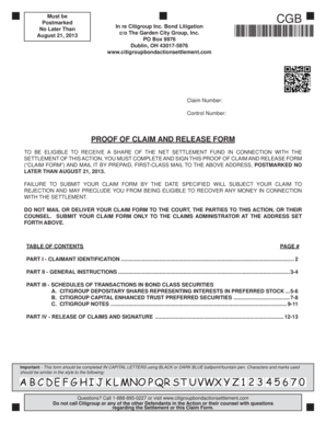 Citigroup Bond Litigation Proof of Claim and Release Form