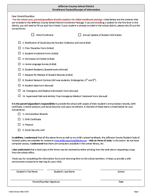 Jefferson County School District Enrollment Packet