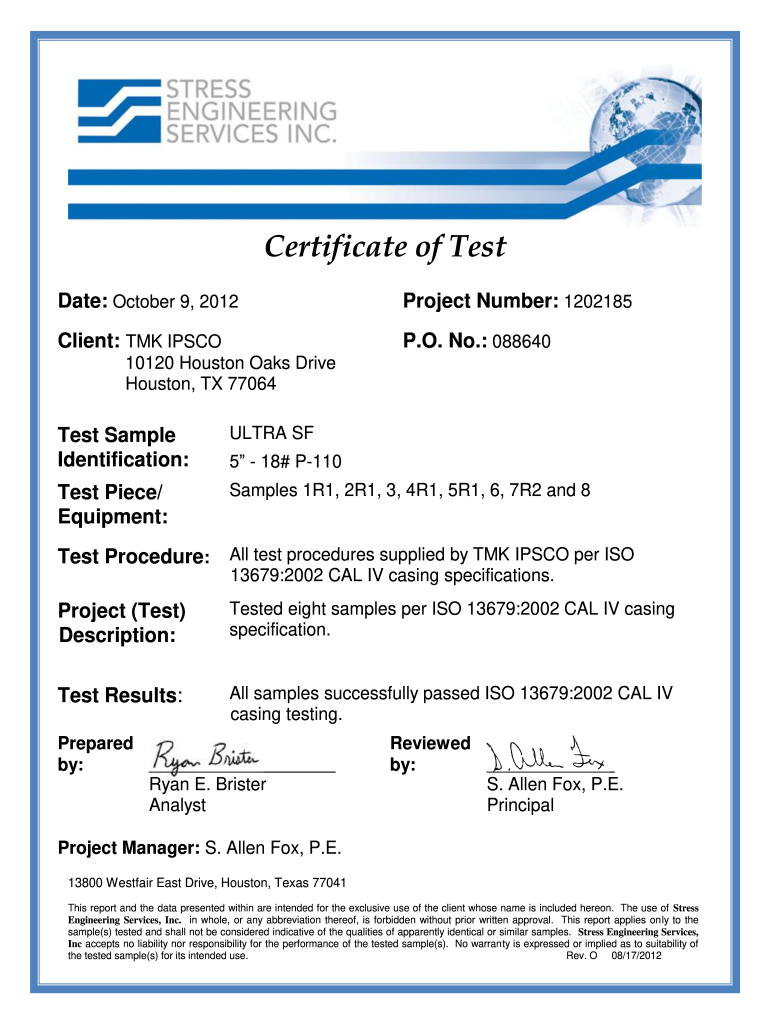 Confirmation Letter TMK UP Tubing 3.5 inch x 9.2 ppf L-80 CAL IV Preview on Page 1