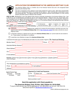 American Brittany Club Membership Application