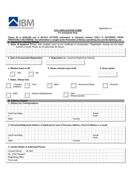 KYC Application Form for Companies