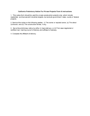 California Preliminary Notice For Private Projects
