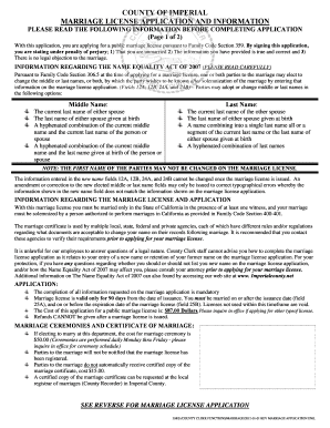 California Marriage License Application
