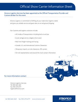 Stronco Logistics Services Transportation Form