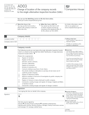 UK Companies House AD03 Form
