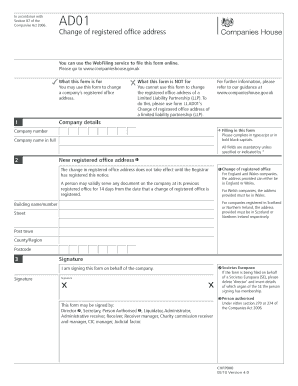 UK AD01 Change of Registered Office Address
