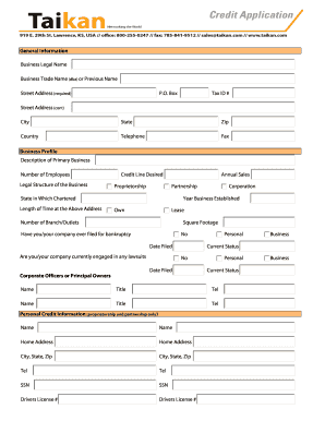 Business Credit Application Form