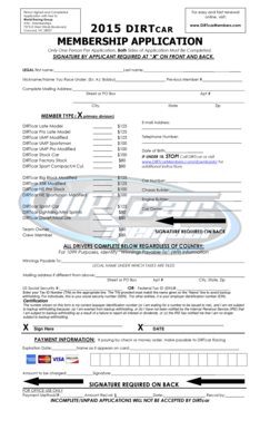 DIRTcar Racing Membership Application