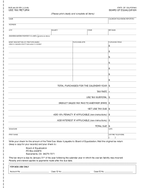 California Use Tax Return