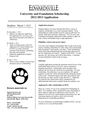 University and Foundation Scholarship Application