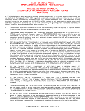 IMSA Event Liability Waiver