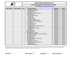 Admiral Security Uniform Equipment Accountability Form