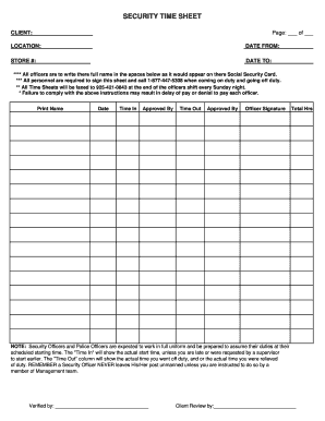 Security Time Sheet Blank Fillable Template Fill Out Print 