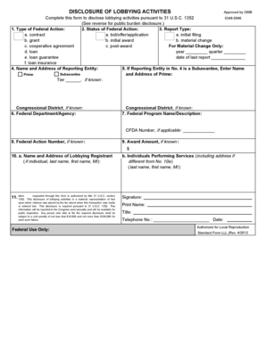 Disclosure of Lobbying Activities Form