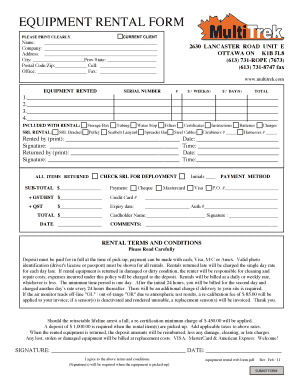 Equipment Rental Form