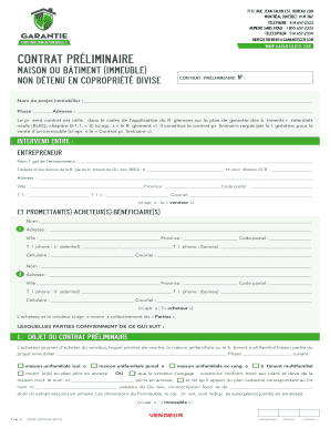 Contrat préliminaire de propriété résidentielle du Québec