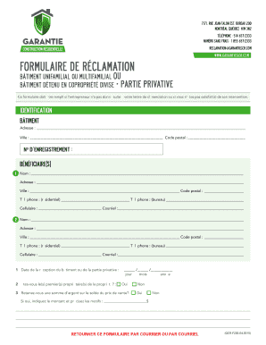 Formulaire de réclamation