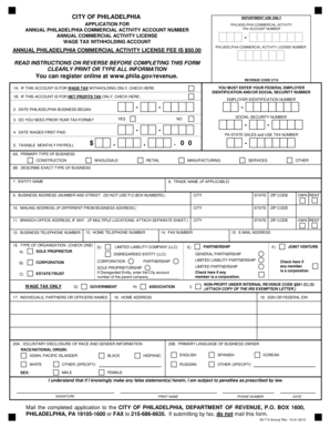 Philadelphia Commercial Activity License Application