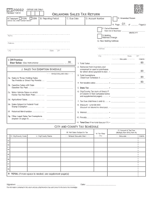 Oklahoma Sales Tax Return Form STS20002