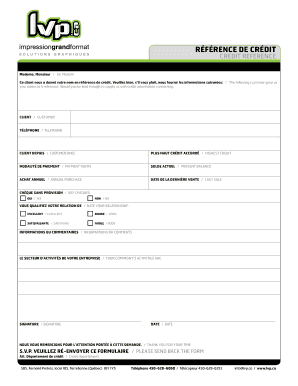 RÉFÉRENCE DE CRÉDIT