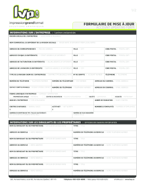 Formulaire de mise à jour