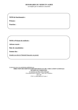 HONORAIRES DU MEDECIN AGREE